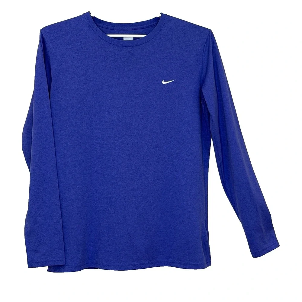 Nike Fit Dry T-Shirt Mens Size XL Purple Long Sleeve Crew Neck Loose Fit Workout